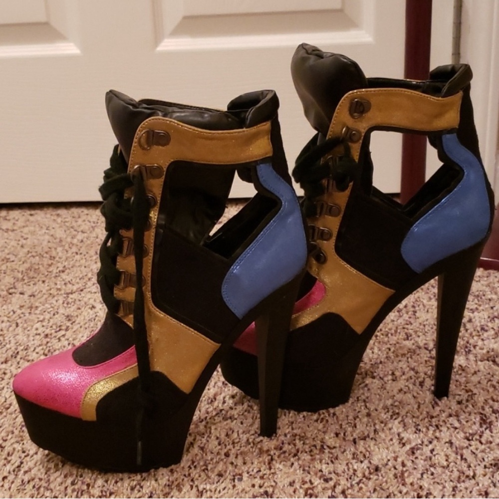 Multicolor Platform Boots